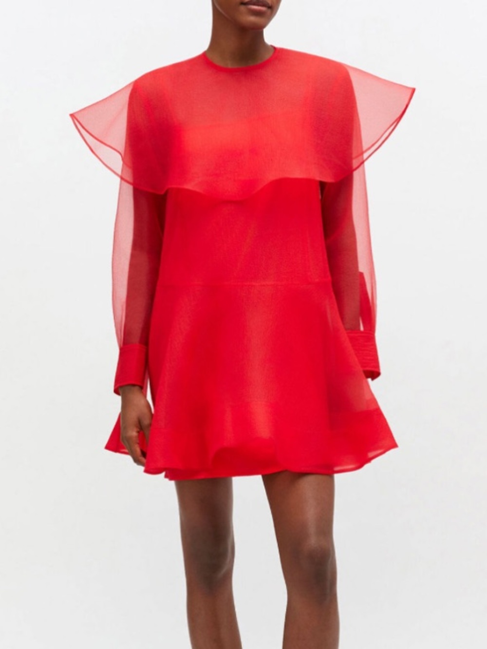 Ganni Size 6 Red Organza Circle Collar Dress